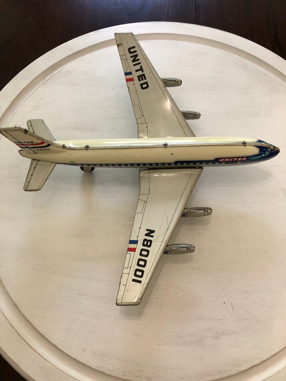 Vintage Japan Tin United Airlines Airplane Tin Toy United N80001 DC 8